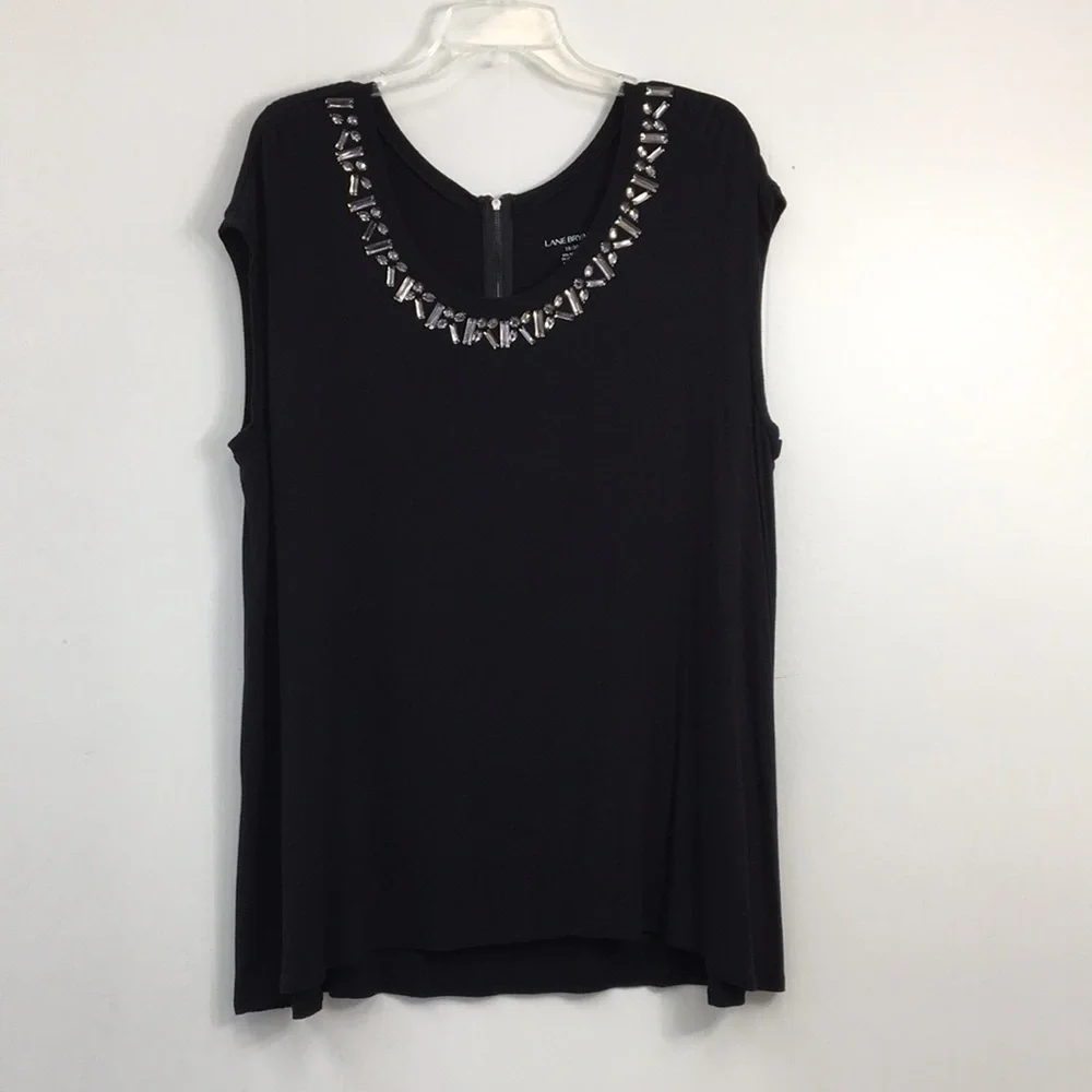 Lane Bryant Women's Black Embellished Dress Top Size 18/20 Like-NEW Condition